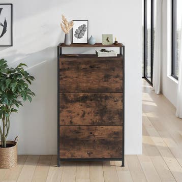Schoenenkast - Industrieel hout donker, rustiek, 61 cm, Verzenden, Nieuw