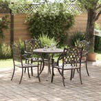 vidaXL Tuin eettafelset 5 pcs Brons Aluminium, Verzenden, Nieuw, Aluminium