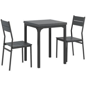 3-delige Eetgroep, Eettafelset, 1 Tafel, 2 Stoelen, MDF+Meta, Verzenden, Nieuw