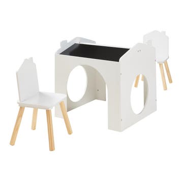 Kindertafelset Romso zitgroep met 2 stoelen wit zwart en nat, Verzenden, Nieuw