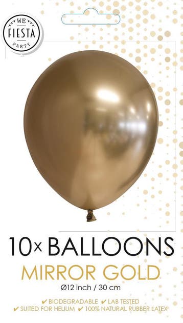 10x Ballonnen Mirror Gold, Verzenden, Nieuw, Versiering, Verjaardag