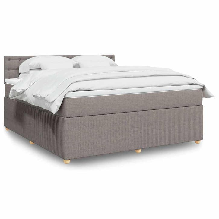 vidaXL Boxspring met matras stof taupe 180x200 cm, Huis en Inrichting, Slaapkamer | Bedden, 80 cm, 200 cm, Eenpersoons, Nieuw