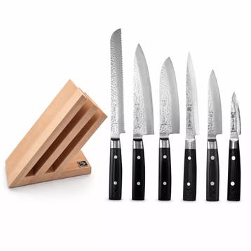 Yaxell Zen Messenset – 7-delig – Beukenhouten Messenblok, Ophalen of Verzenden, Nieuw, Hout