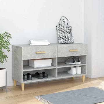 vidaXL Schoenenkast 102x35x55 cm bewerkt hout betongrijs, Verzenden, Nieuw