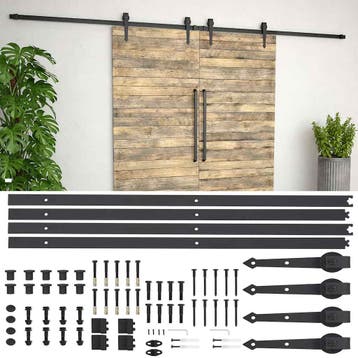 vidaXL Onderdelenset voor schuifdeur 2x183 cm staal zwart, Verzenden, Nieuw