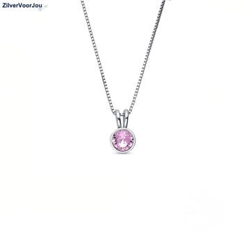 Zilveren ketting met lichtpaarse amethist kristal – 925 zilv, Verzenden, Nieuw, Zilver
