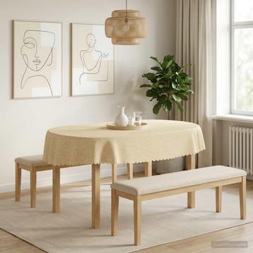 vidaXL Tafelkleed Ovaal Crèmewit 130 x 220 cm, Verzenden, Nieuw
