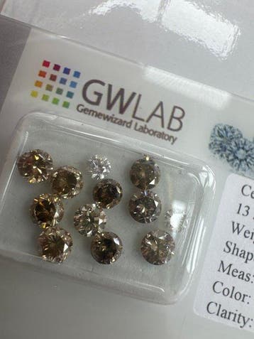 Zonder minimumprijs - 12 pcs Diamant (Natuurlijk gekleurd) -, Nieuw