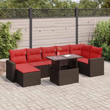 vidaXL 8-delige tuinbankset met kussens, bruin polyrotan en, Verzenden, Nieuw