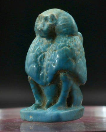 Oud-Egyptisch Faience Amulet van God Thoth in de vorm van