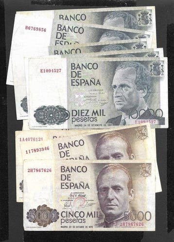 Spanje. - 5 x 5000 and 5 x 10000 Pesetas 1979-1985