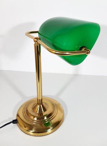 Tafellamp - Ministeriële 1970 - Messing, Glas