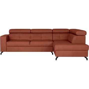 Leren hoekbank Nova - 2.5-zits arm links + Longchair arm, 250 tot 300 cm, Bohemian, Industrieel, Modern, Scandinavisch, Hoekbank