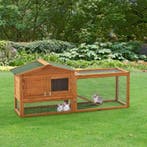 [en.casa] Konijnenhok Oberursel 68x156x52 cm houtkleurig, Dieren en Toebehoren, Knaagdieren en Konijnen | Toebehoren, Verzenden