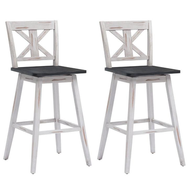 2dekans | Coast Bar Stool 2 Set Vintage Bar -stoelen met 360, Huis en Inrichting, Stoelen, Wit, Zo goed als nieuw, Ophalen of Verzenden