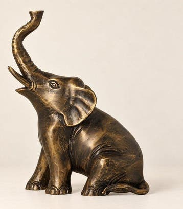 Beeldje - Zittende olifant - Brons