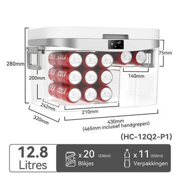 2dekans | Bingi Draagbare Compressor-Autokoelkast 12,8L -, Ophalen of Verzenden, Zo goed als nieuw