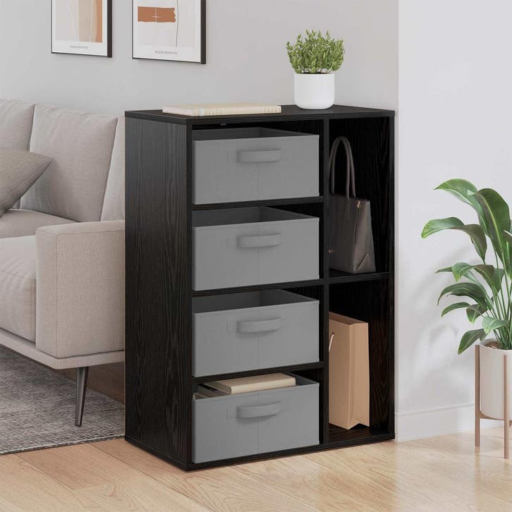 vidaXL Dressoir met lade Zwart Eiken 60 x 33,5 x 84 cm, Huis en Inrichting, Kasten | Dressoirs, 25 tot 50 cm, Nieuw, 50 tot 100 cm