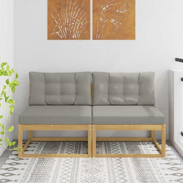 vidaXL 2 Stuk Buiten Midden Sofa Polyester Wit, Verzenden, Nieuw, 2 zitplaatsen