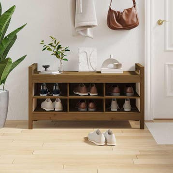 vidaXL Halbankje 110x40x60 cm massief grenenhout honingbruin, Verzenden, Nieuw