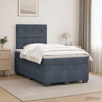 vidaXL Boxspringbed met matras Donkergrijs 120 x 190 cm, Verzenden, Nieuw, Twijfelaar, Stof