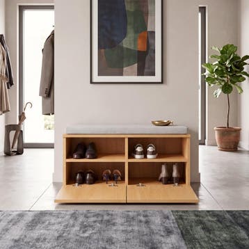 Schoenenrek Brande 80x35x42 cm eikenkleurig en lichtgrijs [e, Huis en Inrichting, Verzenden, Nieuw