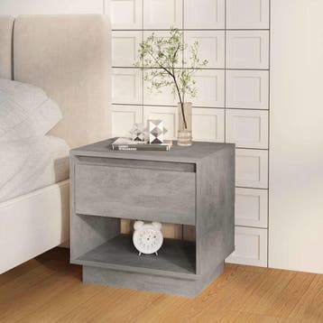 vidaXL Nachtkastje 45x34x44 cm bewerkt hout betongrijs, Minder dan 45 cm, Verzenden, Nieuw, Minder dan 55 cm