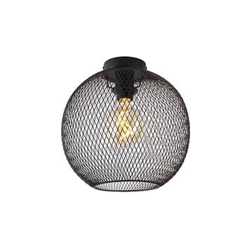 Moderne plafondlamp zwart 30 cm - Mesh Ball, Verzenden, Nieuw