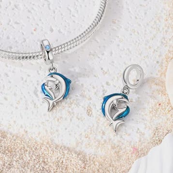 925 Sterling Zilveren Bedel Set: Dolfijn, Zeepaardje & Octop