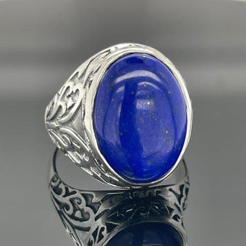 Zilver - Ring - Natuurlijke lapis lazuli