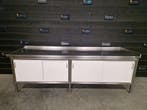 Werkbank| werktafel | trespa | RVS | 267 cm | horeca, Gebruikt, RVS Meubilair