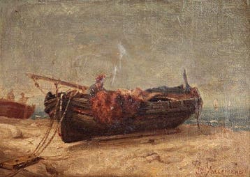 Joseph Allemand (1835-1907) - Barque de pêche sur le rivage