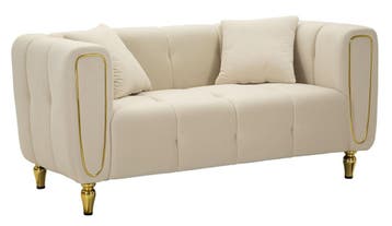 BANK ALMA CRÈME MET KUSSENS CM 155X81X71, Ophalen of Verzenden, Nieuw