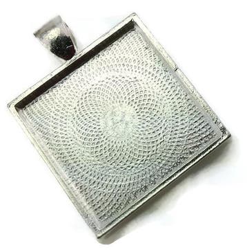 Houder D: Cabochon-Camée houder Tibetaans Zilver vierkant.., Ophalen of Verzenden, Nieuw, Overige typen