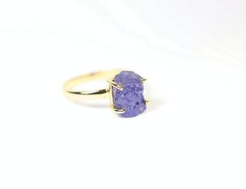 Tanzaniet Ring / rauw / nieuw- 3.24 g - (1), Verzamelen, Mineralen en Fossielen