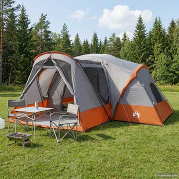 vidaXL Trekkingtent met waterdichte regenfly 10-persoons, Caravans en Kamperen, Verzenden, Nieuw, Tot en met 2