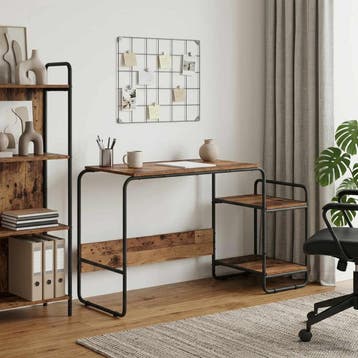 vidaXL Bureau met opbergruimte Eikenhout 131.5 x 50 x 75.5, Verzenden, Nieuw