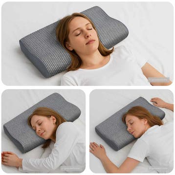 vidaXL Nek kussen Grijs Traagschuim 59 x 34 x 12 cm, Verzenden, Nieuw, Grijs