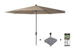Platinum Riva stokparasol 3.5 m. rond - Taupe met voet en, Tuin en Terras, Tuinsets en Loungesets, Verzenden, Nieuw, Overige materialen