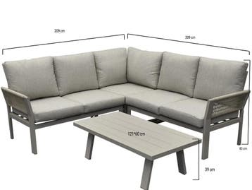 Saigon hoek loungeset 4 delig latte zand aluminium, Ophalen of Verzenden, Nieuw, Aluminium