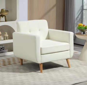 Moderne Crème Lounge Fauteuil met Armleuningen &amp; Comfort, Huis en Inrichting, Stoelen, Verzenden, Nieuw