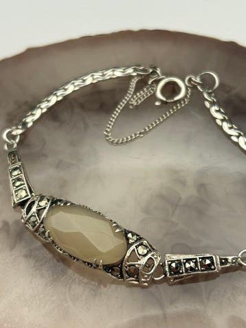 Zilver - Armband - Maansteen, Antiek en Kunst