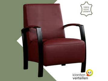 Leren fauteuil Glory - Massif Rubino (donkerrood), Nieuw, Ophalen of Verzenden, 50 tot 75 cm, Industrieel, Modern