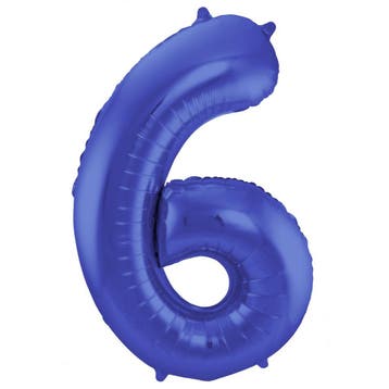 Folie Ballon cijfer 6 Metallic Blauw 86 cm, Verzenden, Nieuw, Feestartikel, Verjaardag