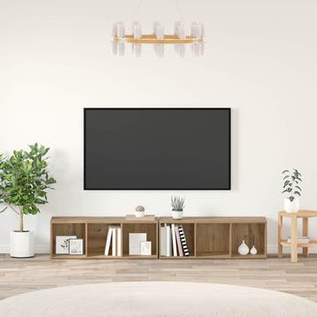 vidaXL Tv-meubelset 2 st Artisan Eiken Bewerkt hout, Huis en Inrichting, Minder dan 50 cm, Verzenden, 100 tot 150 cm, Nieuw