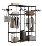 Zwarte open kledingkast met planken en metalen frame 178 cm, Huis en Inrichting, Kasten | Kledingkasten, Verzenden, Nieuw