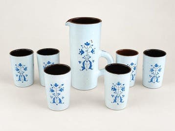 Drinkservies voor 6 - Keramiek - Orangeadeset van keramiek