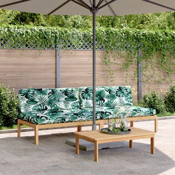 vidaXL Tuinmiddenbanken 2 st pallet met kussens massief, Verzenden, Nieuw, Hardhout