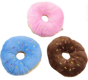 3 Honden speeltjes donut roze, blauw en bruin, Ophalen of Verzenden, Nieuw, Hondenspeelgoed