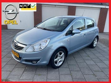 Opel Corsa 1.4 16V 5D Enjoy 08 Blauw 122dkm Nwe Apk, Voorwielaandrijving, Dealer onderhouden, Stof, Blauw